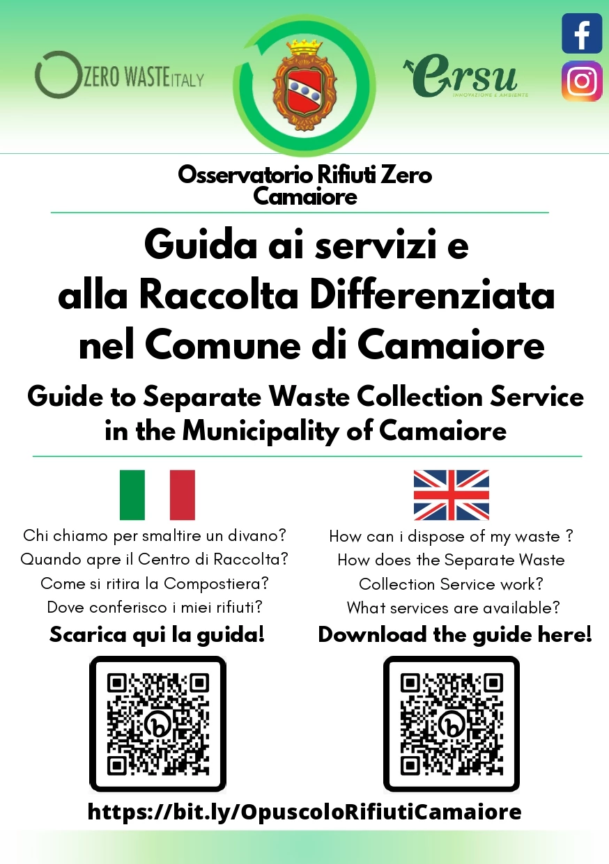 Osservatorio Rifiuti Zero, parte la campagna informativa: online l'opuscolo  su raccolta differenziata e servizi collaterali