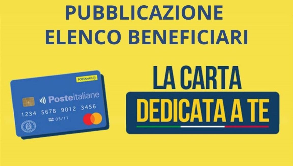 CARTA DEDICATA A TE 2025. PUBBLICAZIONE ELENCO BENEFICIARI